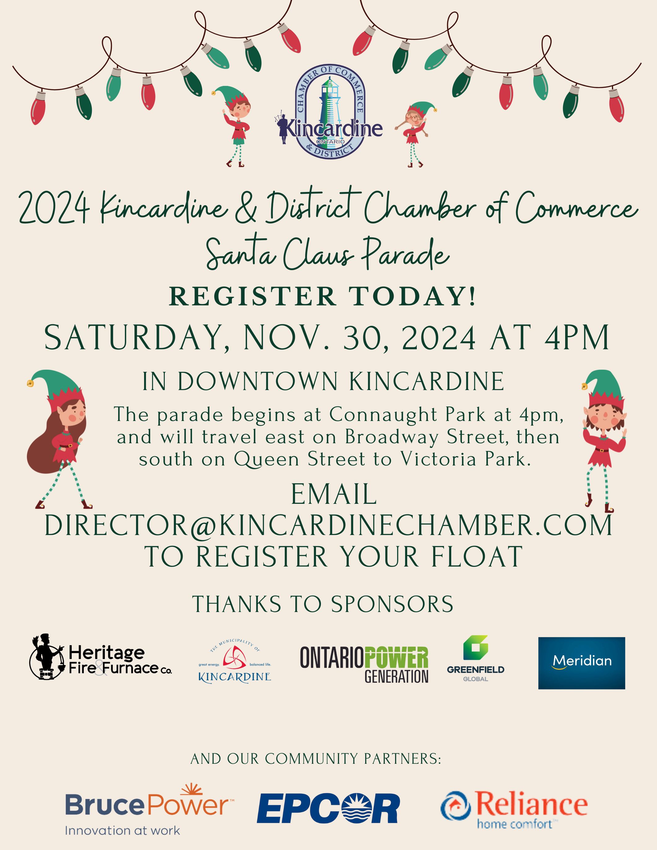 Kincardine & District Chamber of Commerce 2024 Santa Claus Parade